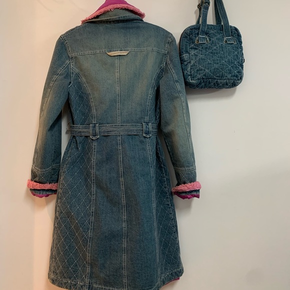Dolce & Gabbana vintage DenimCoat with removable faux fur vest & Matching purse - Picture 12 of 14